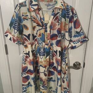 JODIFL Vibrant Floral Babydoll Dress